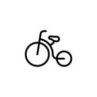 el signo vectorial del símbolo de la bicicleta está aislado en un fondo blanco. color de icono de bicicleta editable. vector