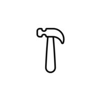 Vector sign of the Hammer symbol is isolated on a white background. Hammer icon color editable.
