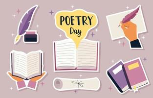 Poetry Day Sticker Set vector