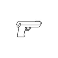 el signo vectorial del símbolo de la pistola está aislado en un fondo blanco. color de icono de pistola editable. vector