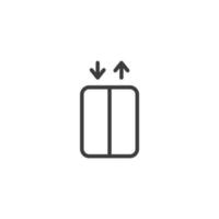 el signo vectorial del símbolo del ascensor está aislado en un fondo blanco. color del icono de elevación editable. vector