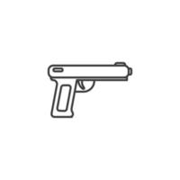 el signo vectorial del símbolo de la pistola está aislado en un fondo blanco. color de icono de pistola editable. vector