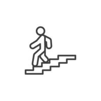 Vector sign of the Man on stairs going down symbol is isolated on a white background. Man on stairs going down icon color editable.