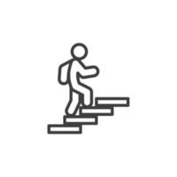 Vector sign of the Man on stairs going up symbol is isolated on a white background. Man on stairs going up icon color editable.