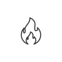 el signo vectorial del símbolo de la llama de fuego está aislado en un fondo blanco. color de icono de llama de fuego editable. vector