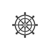 Vector sign of the Ship steering symbol is isolated on a white background. Ship steering icon color editable.