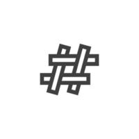 Vector sign of the Hashtag symbol is isolated on a white background. Hashtag icon color editable.