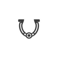 Vector sign of the Horseshoe symbol is isolated on a white background. Horseshoe icon color editable.