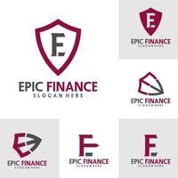 Set of Letter EF Logo Design Template. Initial FE course logo concept vector. Creative Icon Symbol vector