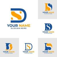 conjunto de plantilla de diseño de logotipo de letra sd. vector de concepto de logotipo de curso de ds inicial. símbolo de icono creativo
