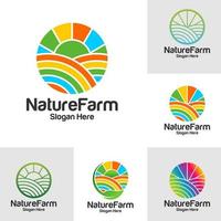 Set of Color Farm Logo Design Template. Farm logo concept vector. Creative Icon Symbol vector