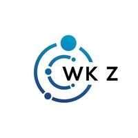 WKZ letter technology logo design on white background. WKZ creative initials letter IT logo concept. WKZ letter design. vector