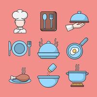 chef o conjunto de iconos de catering privado vector