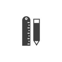 Vector sign of the Pencil and ruler symbol is isolated on a white background. Pencil and ruler icon color editable.