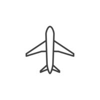 el signo vectorial del símbolo del avión está aislado en un fondo blanco. color de icono de avión editable. vector