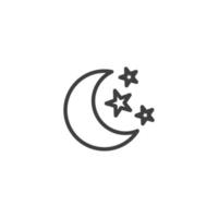 Vector sign of the moon symbol is isolated on a white background. moon icon color editable.