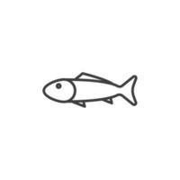 el signo vectorial del símbolo del pez está aislado en un fondo blanco. color de icono de pescado editable. vector