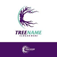 Tree with Root Logo Design Template. Tree logo concept vector. Creative Icon Symbol vector