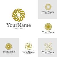 Set of Spiral Logo Design Template. Hurricane cyclone wind logo concept vector. Creative Icon Symbol vector