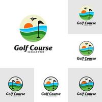 conjunto de plantilla de diseño de logotipo de campo de golf. vector de concepto de logotipo de campo de golf. símbolo de icono creativo