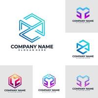 Set of M2 Logo Design Template. Initial MZ logo concept vector. Creative Icon Symbol vector