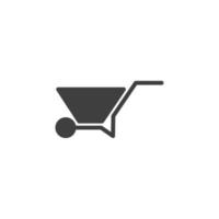 Vector sign of the Wheelbarrow cart symbol is isolated on a white background. Wheelbarrow cart icon color editable.