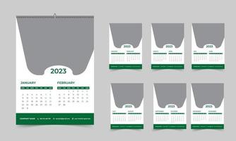 Calendario de pared con foto mensual de pared 2023. Diseño de calendario de foto vertical mensual simple para el año 2023 en inglés. calendario de portada, plantillas de 12 meses. vector