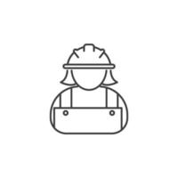 el signo vectorial del símbolo del trabajador de la construcción está aislado en un fondo blanco. color de icono de trabajador de construcción editable. vector