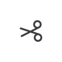el signo vectorial del símbolo de las tijeras está aislado en un fondo blanco. color de icono de tijeras editable. vector