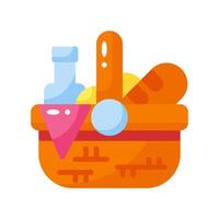 picnic basket flat style icon. vector illustration for graphic design, website, app