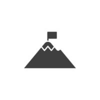 Vector sign of the Mountain with flag symbol is isolated on a white background. Mountain with flag icon color editable.