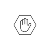 Vector sign of the Hand blocking symbol is isolated on a white background. Hand blocking icon color editable.