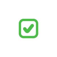 Vector sign of the Green check symbol is isolated on a white background. Green check icon color editable.