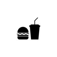 Vector sign of the Burger with soft drink symbol is isolated on a white background. Burger with soft drink icon color editable.