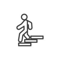 Vector sign of the Man on stairs going down symbol is isolated on a white background. Man on stairs going down icon color editable.