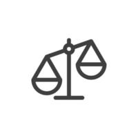 Vector sign of the Law scale symbol is isolated on a white background. Law scale icon color editable.