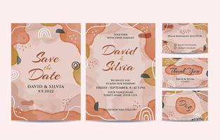 Earth Tone Wedding Invitation Watercolour Style vector