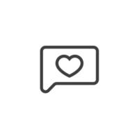 el signo vectorial del símbolo de notificaciones del corazón está aislado en un fondo blanco. color de icono de notificaciones de corazón editable.