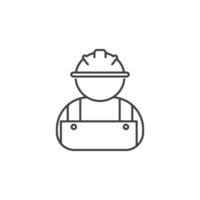 Vector sign of the Construction worker symbol is isolated on a white background. Construction worker icon color editable.