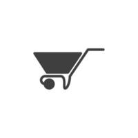 Vector sign of the Wheelbarrow cart symbol is isolated on a white background. Wheelbarrow cart icon color editable.