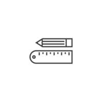 Vector sign of the Pencil and ruler symbol is isolated on a white background. Pencil and ruler icon color editable.