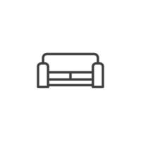 Vector sign of the sofa furniture symbol is isolated on a white background. sofa furniture icon color editable.