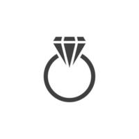 Vector sign of the Ring Diamond symbol is isolated on a white background. Ring Diamond icon color editable.