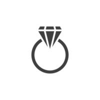 Vector sign of the Ring Diamond symbol is isolated on a white background. Ring Diamond icon color editable.