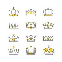 Set of Crown Line Art Icon vector