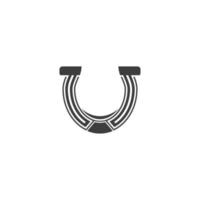 Vector sign of the Horseshoe symbol is isolated on a white background. Horseshoe icon color editable.