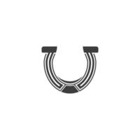 Vector sign of the Horseshoe symbol is isolated on a white background. Horseshoe icon color editable.