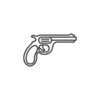 el signo vectorial del símbolo de la pistola está aislado en un fondo blanco. color de icono de pistola editable. vector