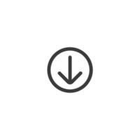 el signo vectorial del símbolo de la flecha hacia abajo está aislado en un fondo blanco. color de icono de flecha hacia abajo editable. vector