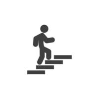 Vector sign of the Man on stairs going up symbol is isolated on a white background. Man on stairs going up icon color editable.